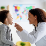 Child coming to dentist for frenectomy procedure.
